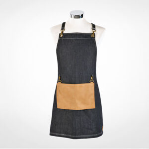 Delantal Denim con Bolsillo Polipiel Marrón Bifull