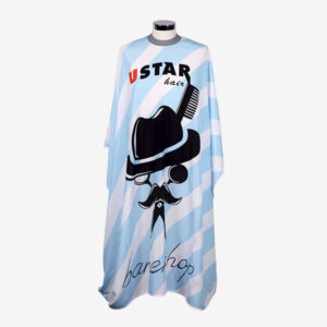 Capa de Corte Seda Cuello de Silicona Azul Moustache Blue Cierre Corchete 160x140cm