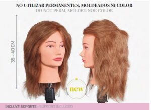 Cabeza Maniquí Mujer Rubio Oscuro 35-40 cm  100% Cabello Humano