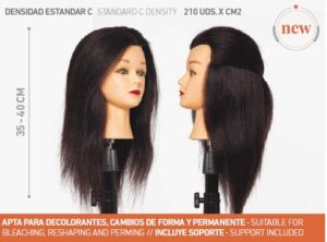 CABEZA MANIQUÍ WOMAN BLACK 30% ANIMAL (YAK)+70% HUMANO 35-40CM (SOPORTE INCLUIDO) BIFULL