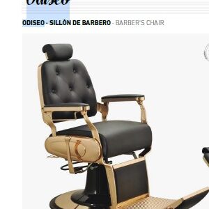 SILLÃ“N BARBERO ODISEO GOLD NEGRO NG3 ESTRUCTURA ALUMINIO Y BOMBA HIDR. DORADA ITALOR
