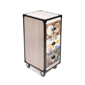 Carro auxiliar BLUES 3 cajones decorados y bandeja extraible porta-utensilios Fresno