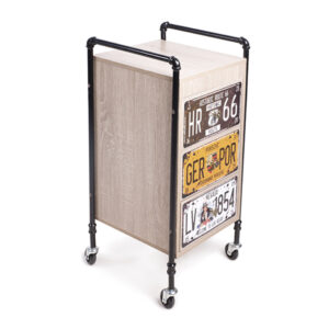 Carro auxiliar ROCK 3 cajones decorados Fresno