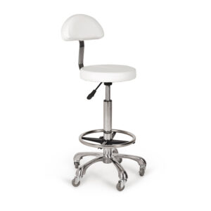 Taburete Con Respaldo Azucena Blanco Con Aro Reposapies Acc01 y Bomba A Gas 40cm (Freesia)