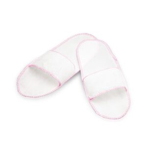 Zapatillas Desechables Abiertas Blancas con Borde Rosa Non Wovens 100uds Bifull