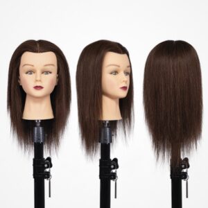 CABEZA DE MANIQUI WOMAN BROWN 30% ANIMAL + 70% HUMANO, 20-30CM (SOPORTE INCLUIDO)  (43469)