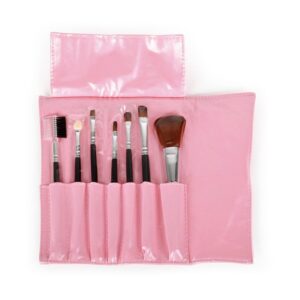 Set Estuche 7 Pinceles Maquillaje Pelo Sintético Tika Pink
