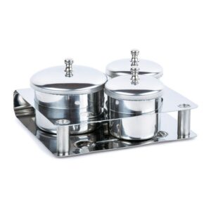 Set Manicura 3 Vasitos con Tapa Acero Inoxidable Cloi Mini Bifull