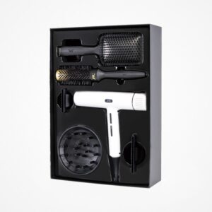 PACK JRL FORTE PRO BLANCO + CERAMIC ROUND BRUSH BR1 +  ANTI-STATIC PADDLE BR3 WHITE FP2401W