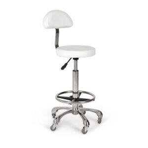 Taburete Con Respaldo Azucena Blanco Con Aro Reposapies Acc01 y Bomba A Gas 40cm (Freesia)