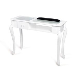 Mesa manicura Blanca sin aspirador LUNA (Encimera cristal)